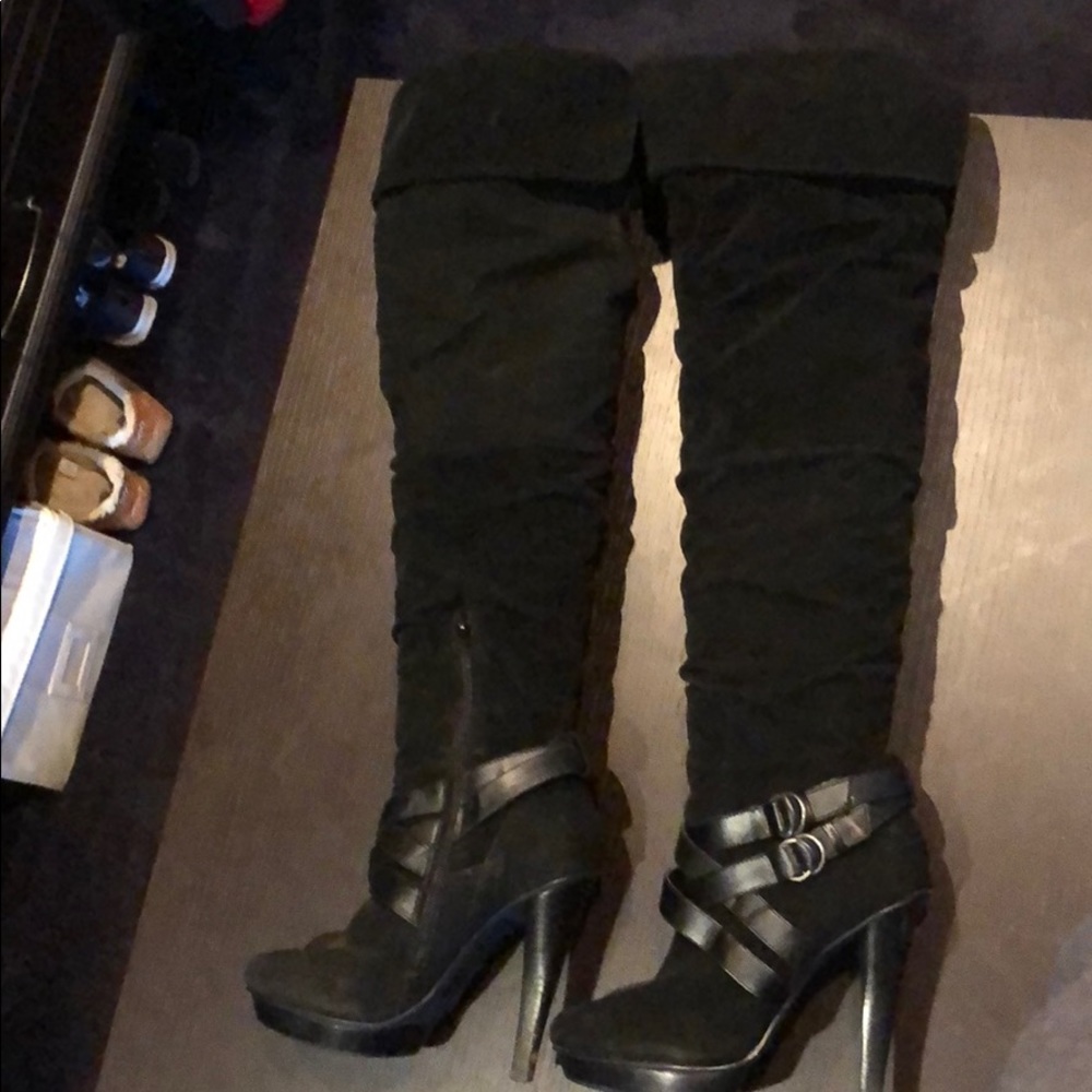 Bakers Suede Black Thigh High Boots